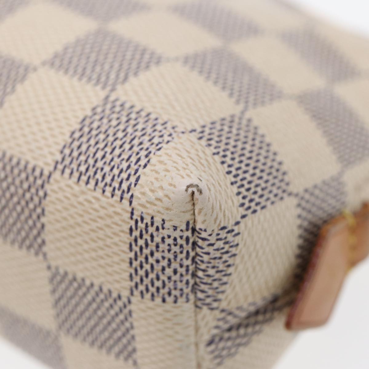 LOUIS VUITTON Damier Azur Pochette Cosmetic PM Pouch N60024 LV Auth 87344