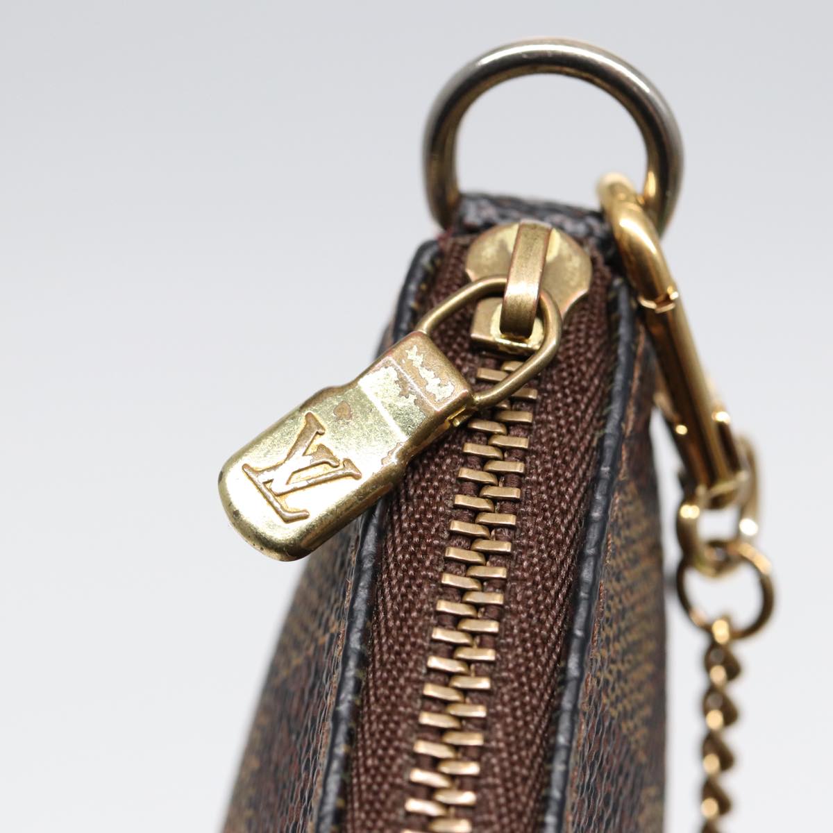 LOUIS VUITTON Damier Ebene Mini Pochette Accessoires Pouch N58009 LV Auth 87408