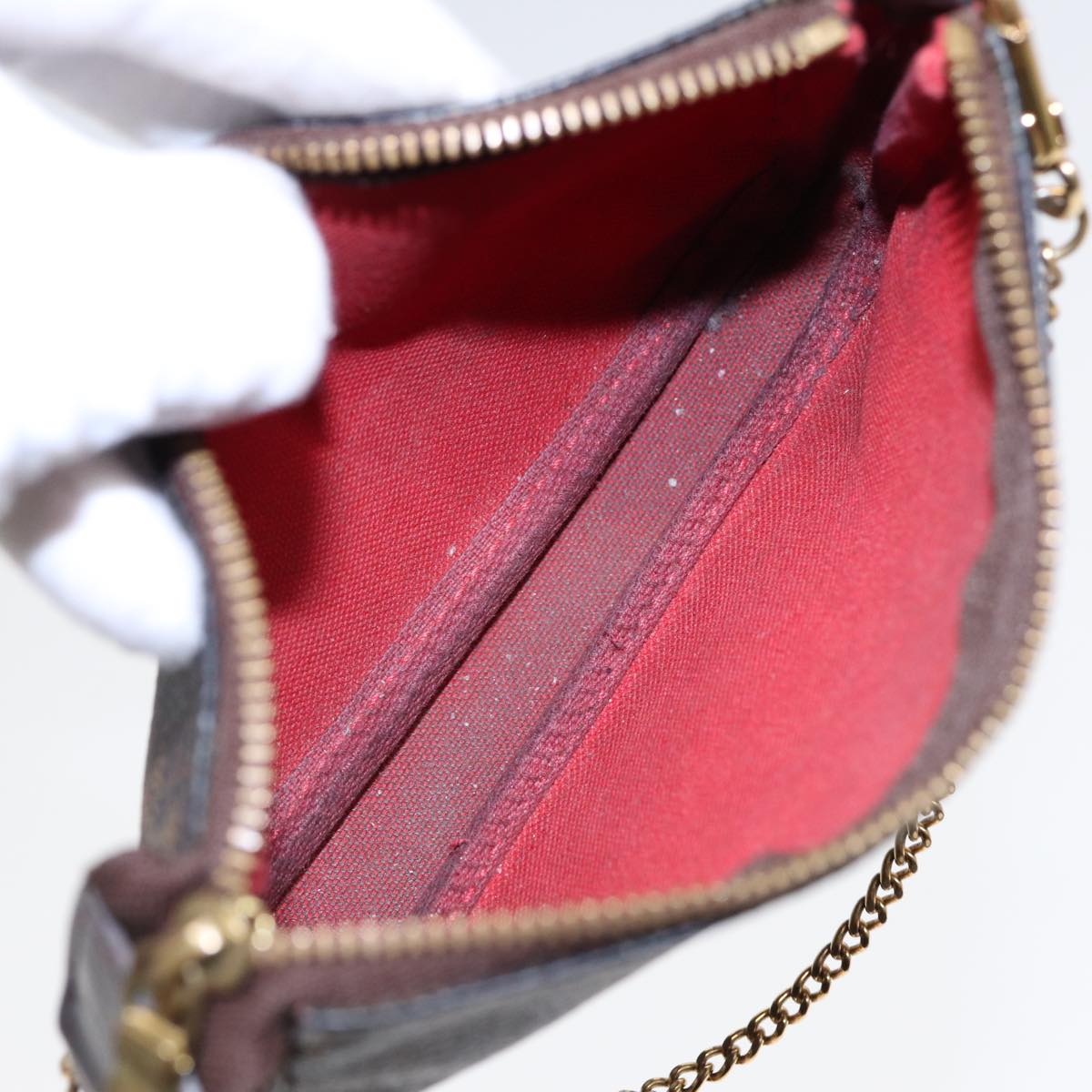 LOUIS VUITTON Damier Ebene Mini Pochette Accessoires Pouch N58009 LV Auth 87408
