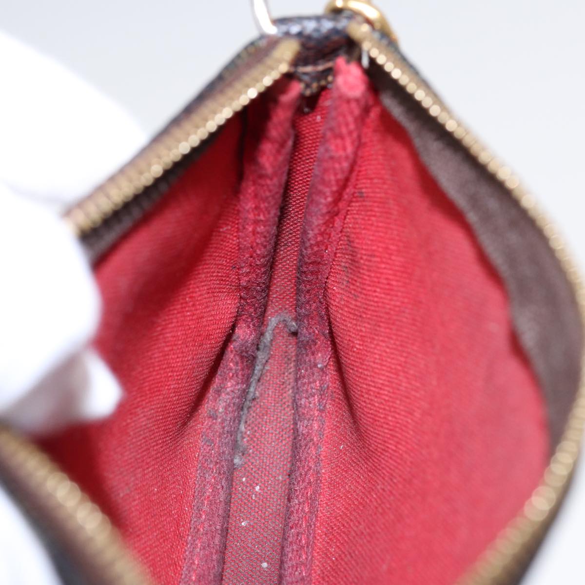 LOUIS VUITTON Damier Ebene Mini Pochette Accessoires Pouch N58009 LV Auth 87408