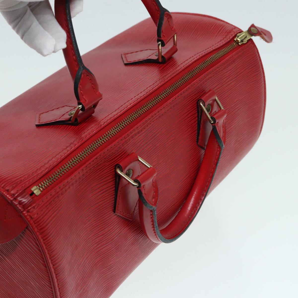 LOUIS VUITTON Epi Speedy 30 Hand Bag Castilian Red M43007 LV Auth 87485