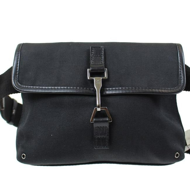 Gucci Black Canvas With A Heavy Canvas Belt And Chrome Accents Bag Fanny Pack Wallet