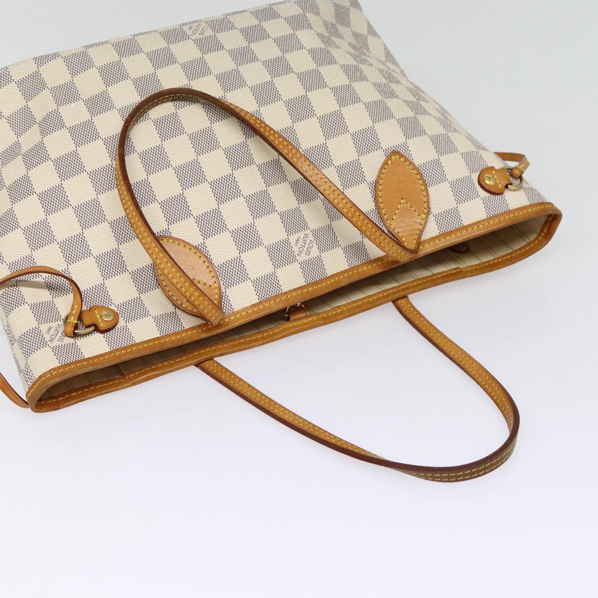 LOUIS VUITTON Damier Azur Neverfull PM Tote Bag N41362 LV Auth 87565