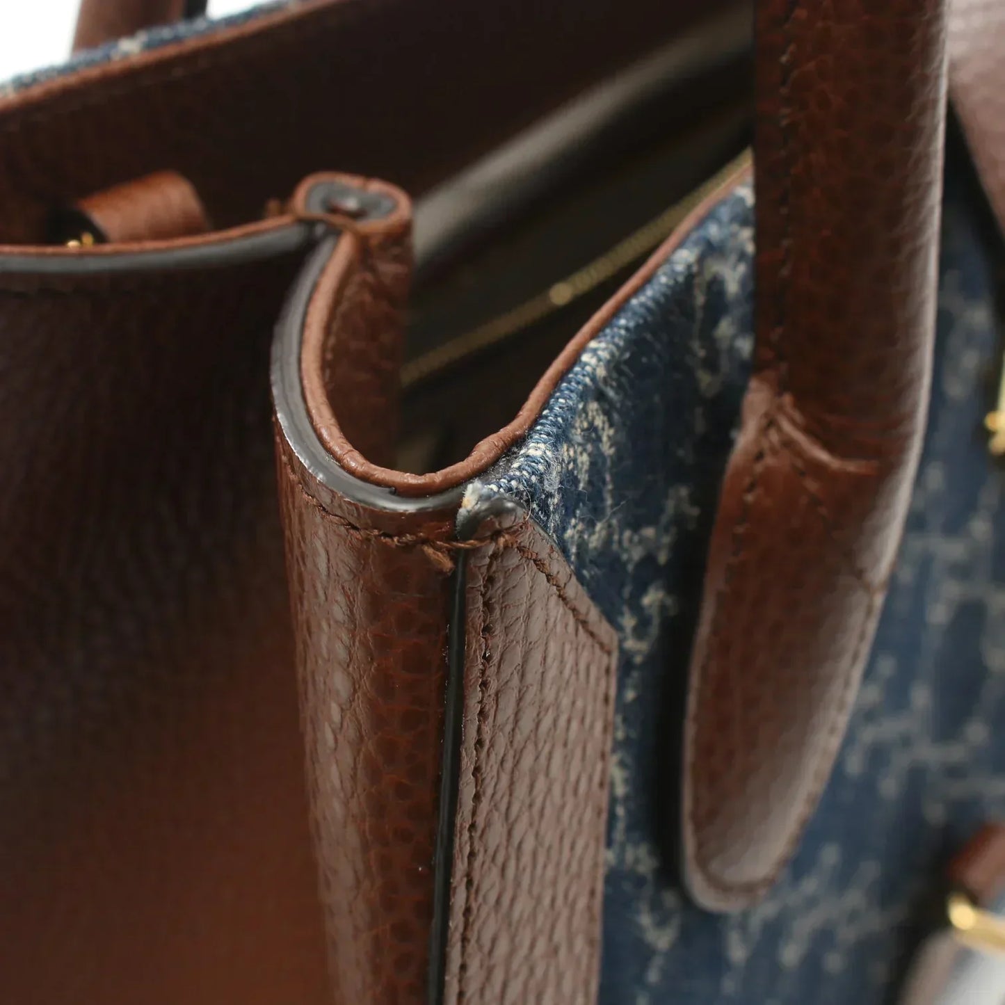 Gucci Jackie 1961 GG Pattern Handbag Denim Leather