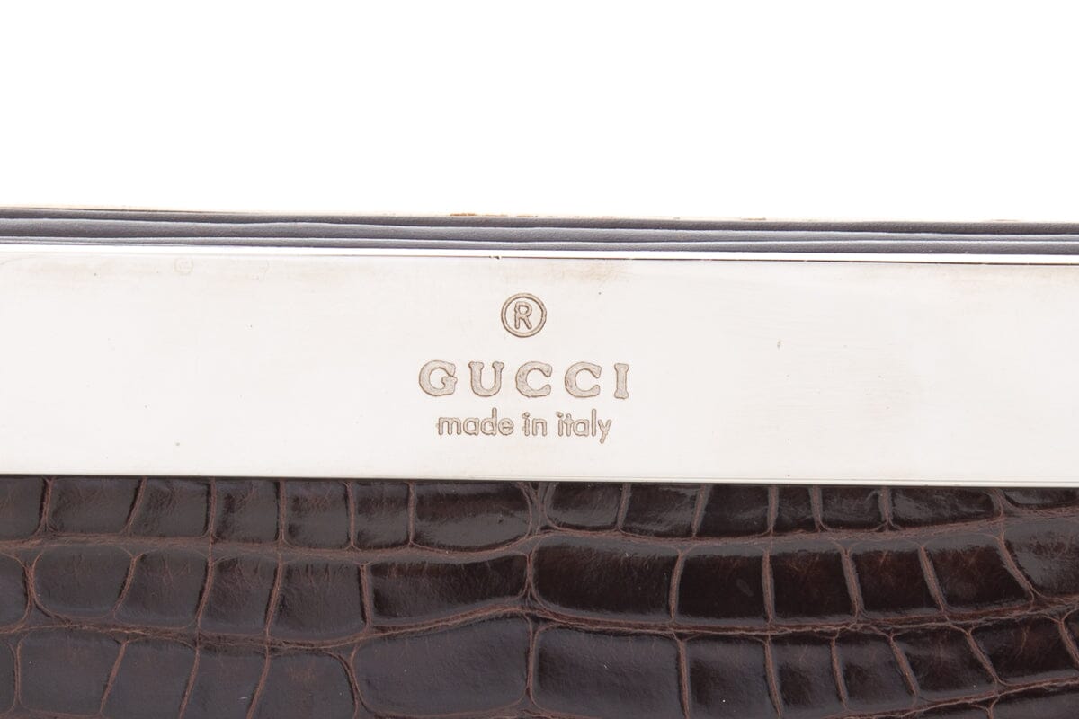 Gucci Brown Crocodile Tom Ford Era Top Handle Handbag