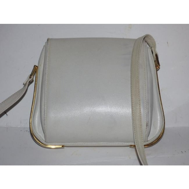 Gucci Vintage White With Bold Gold Accents Leather Shoulder Bag