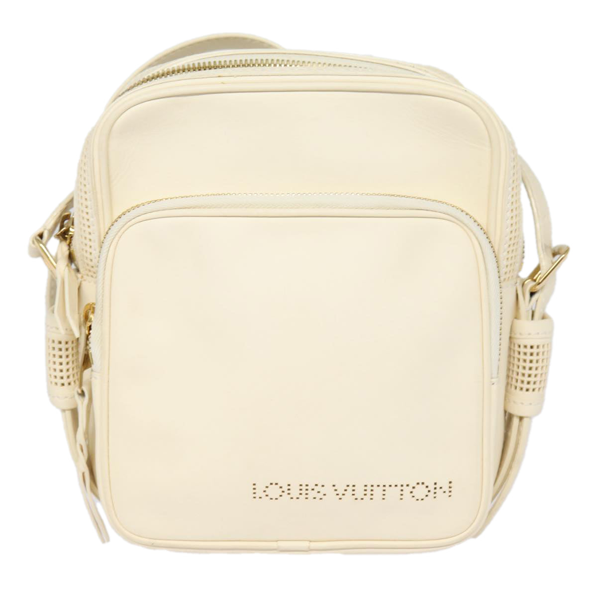 LOUIS VUITTON Cuir Bequia Trotteur MM Bag Leather White M95359 LV Auth 88027