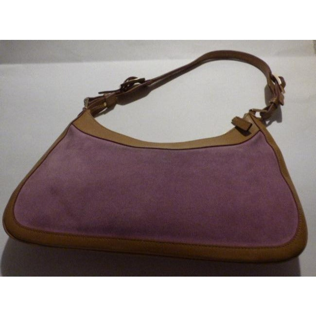 Gucci Vintage Pink Suede And Camel Leather Hobo Bag