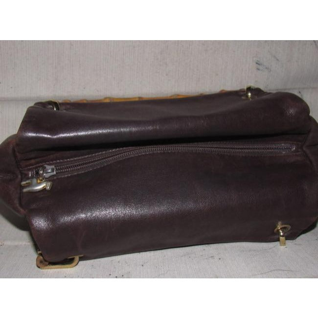 Gucci Vintage Supple Brown Leather Body And Bamboo Handles And Accents