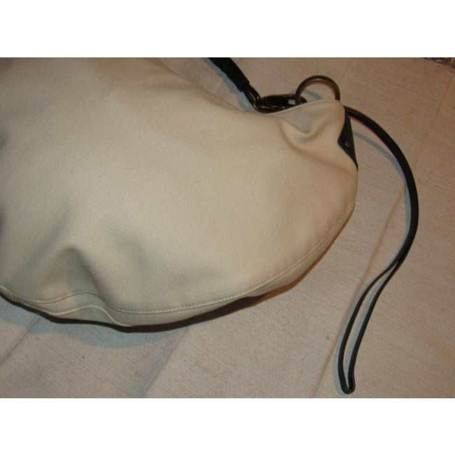 Gucci Vintage White And Gg Leather Hobo Bag
