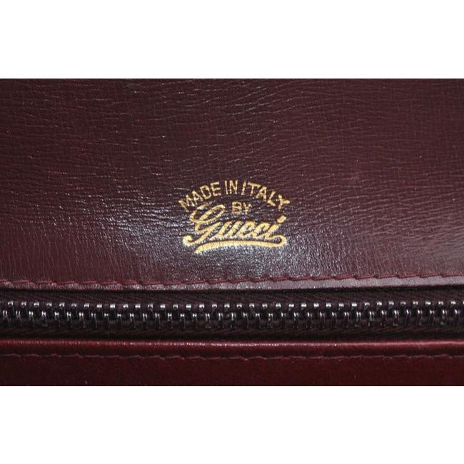 Gucci Bordeaux Leather Padlock Shoulder Bag w GG Clasp