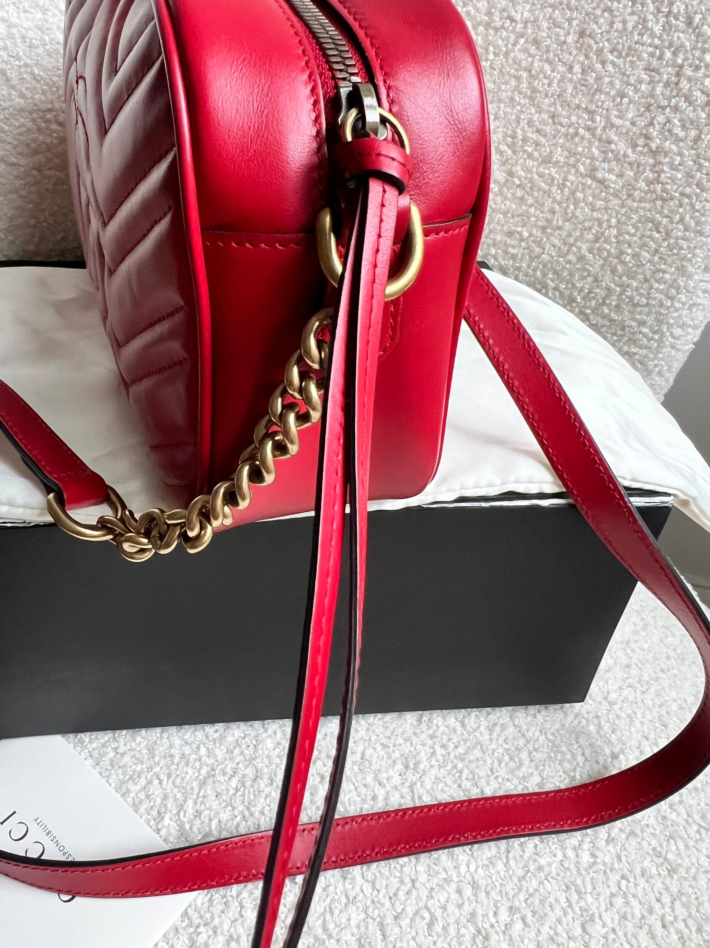 Gucci GG Red Marmont Small Shoulder Bag (RRP £1,440)