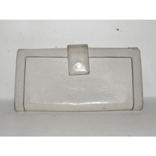 Gucci White Leather With Chrome Accents Vintage Wallet
