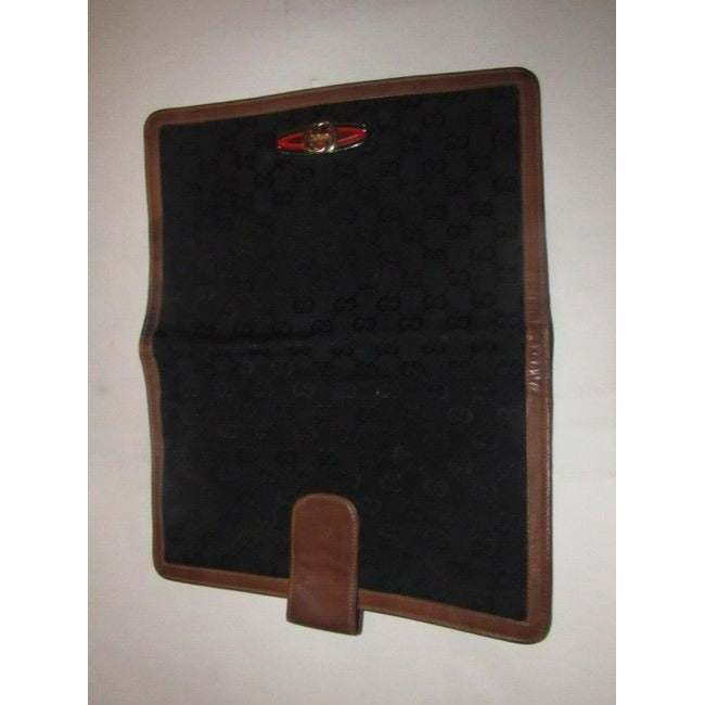 Gucci Black G Logo Brown Red Green Clutch Xl Bi Fold Wallet