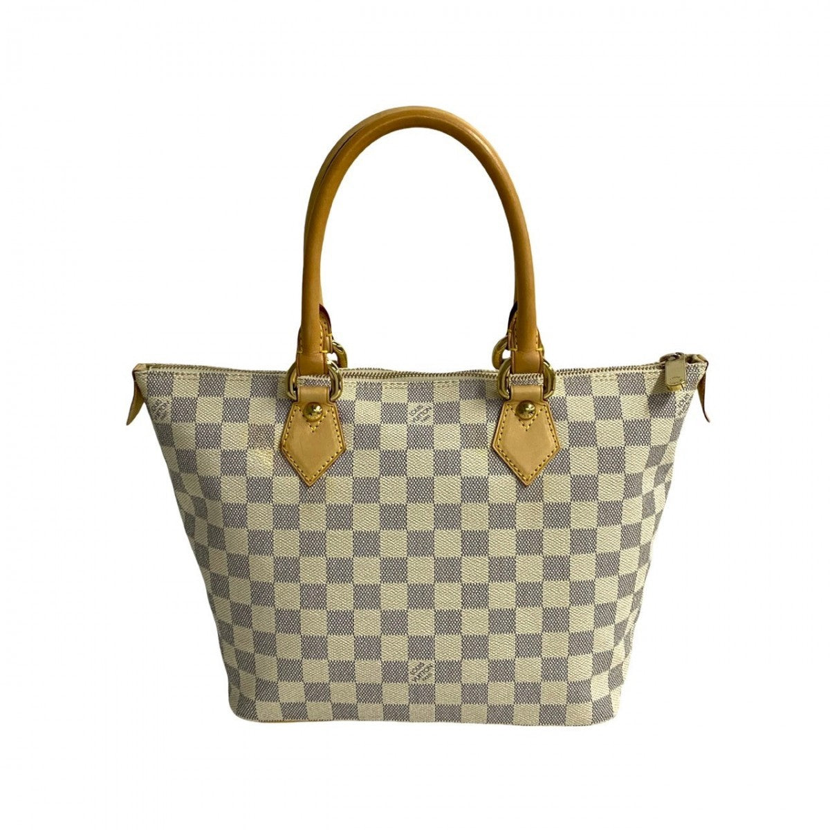 LOUIS VUITTON Handbag leather white Damier Azul Saleya PM