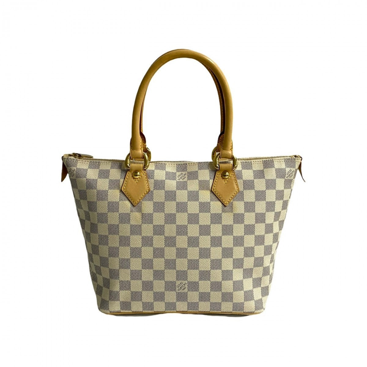 LOUIS VUITTON Handbag leather white Damier Azul Saleya PM