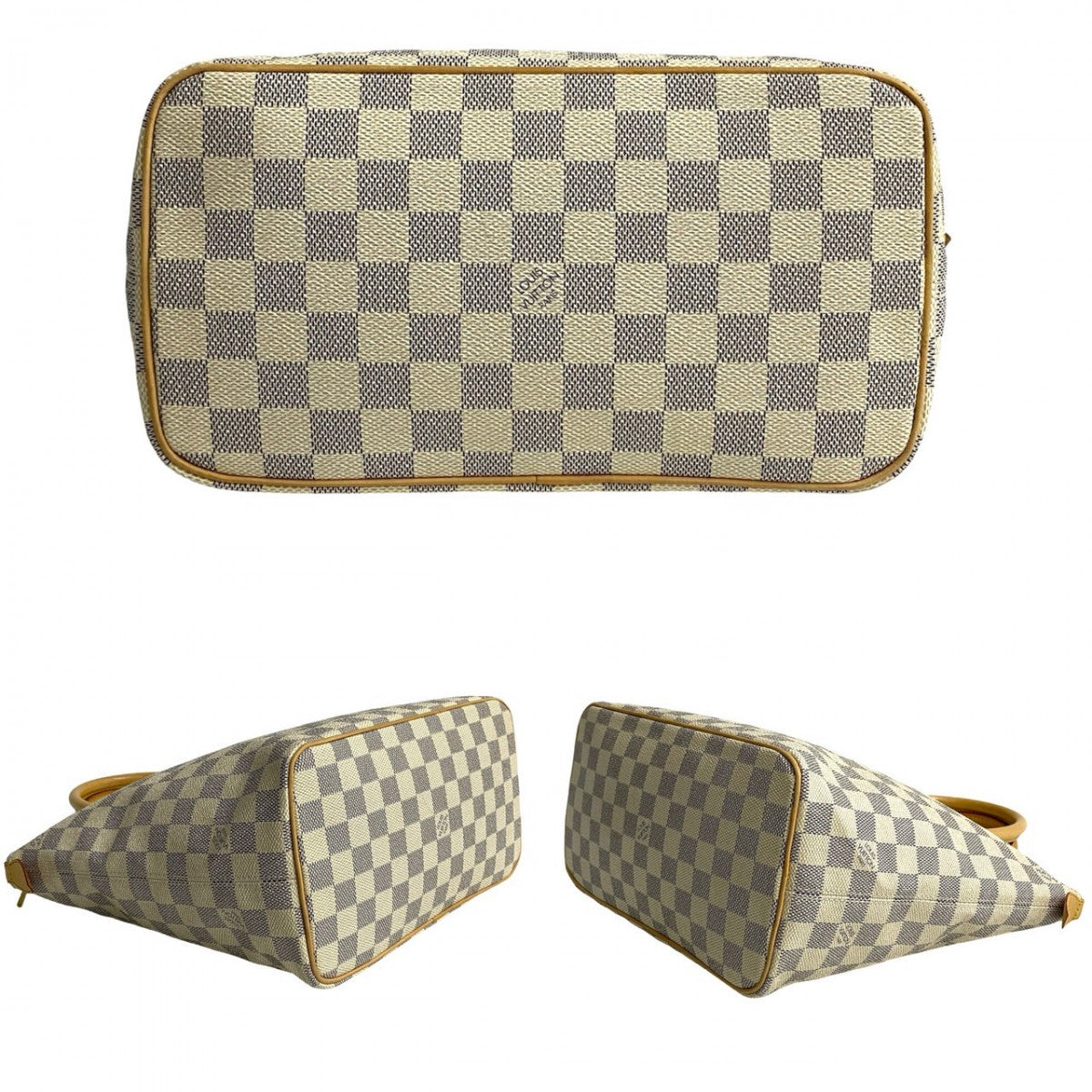 LOUIS VUITTON Handbag leather white Damier Azul Saleya PM