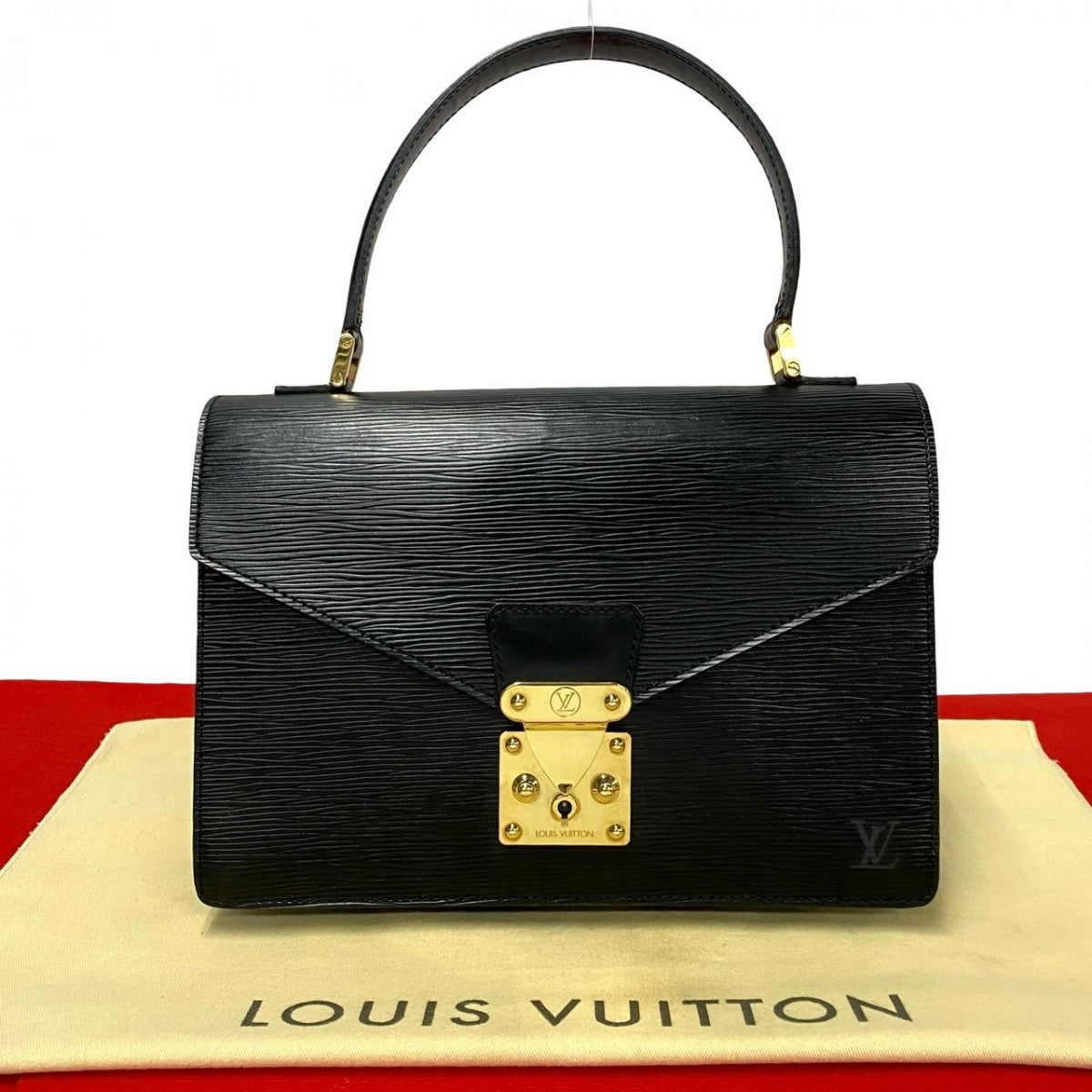 LOUIS VUITTON Handbag leather black Epi Concorde Women Used