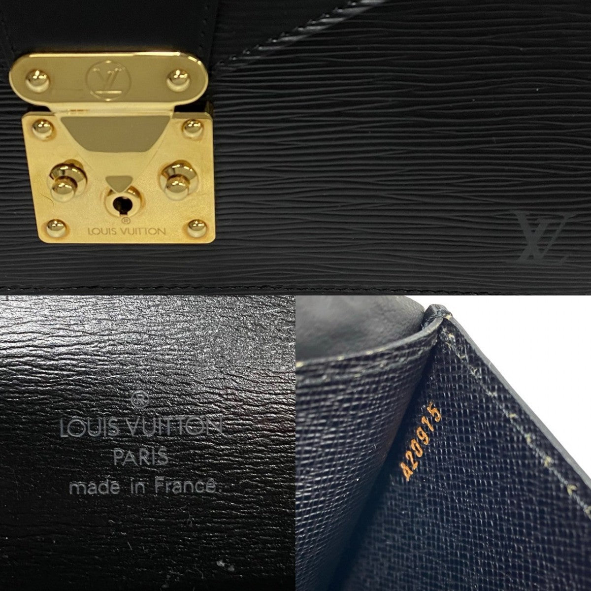 LOUIS VUITTON Handbag leather black Epi Concorde Women Used
