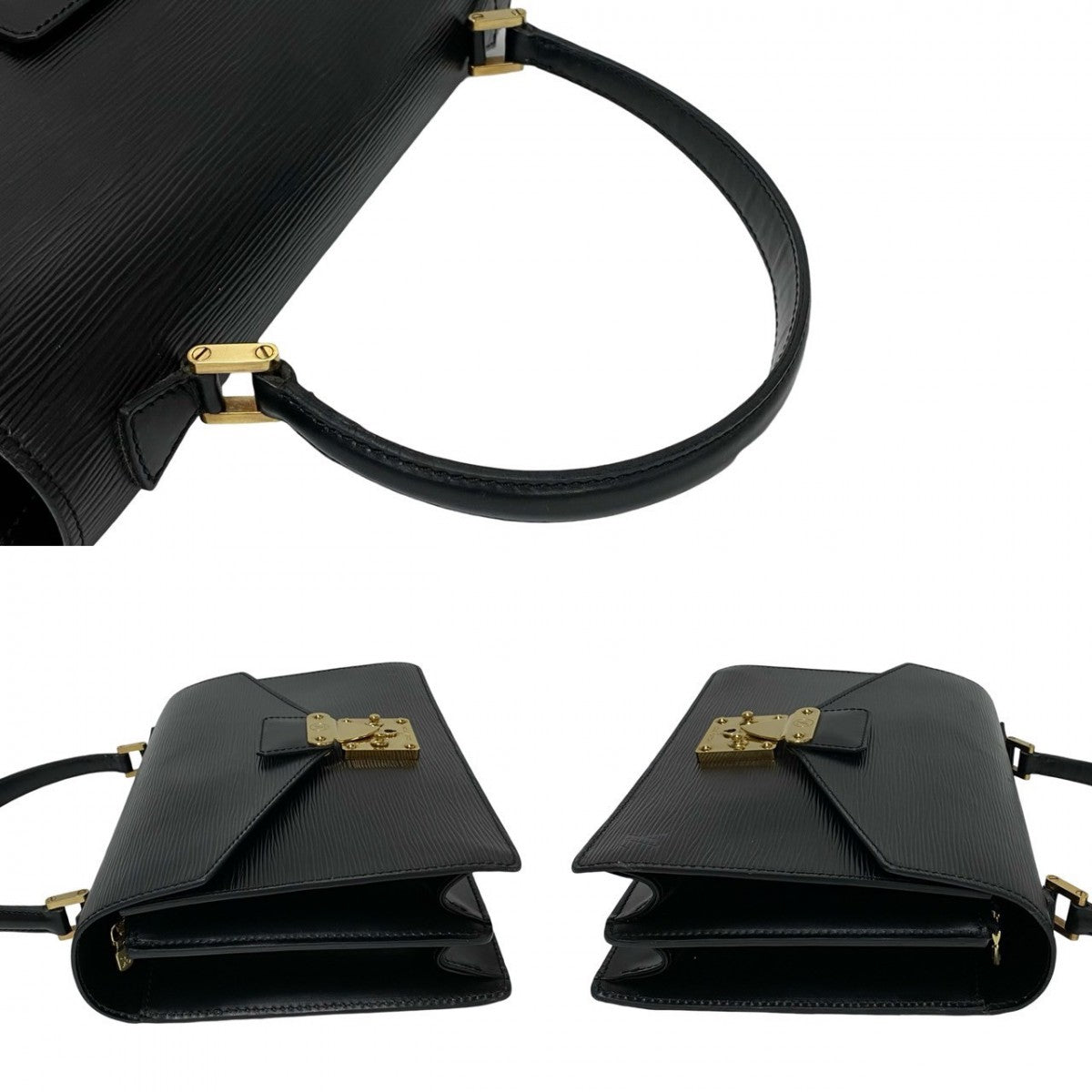 LOUIS VUITTON Handbag leather black Epi Concorde Women Used