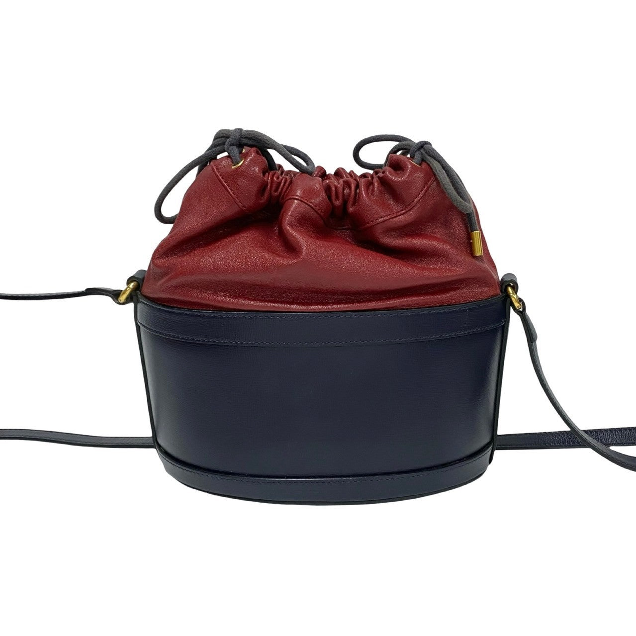 GUCCI Shoulder Bag leather Navy Horsebit Bucket Bag Women Used