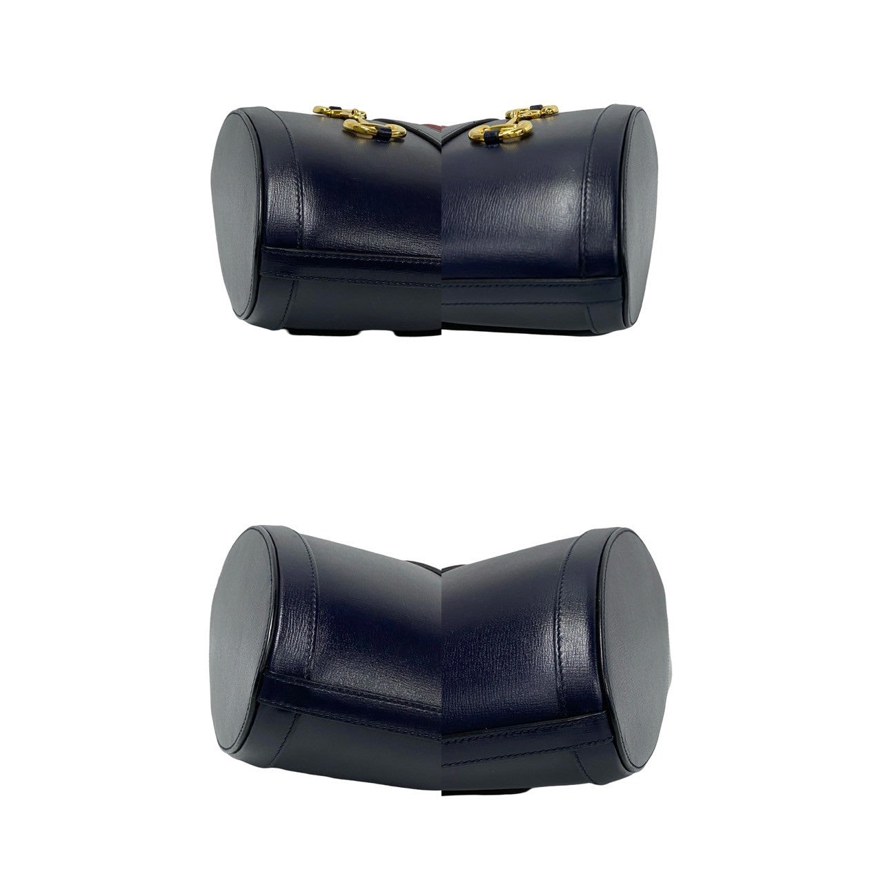 GUCCI Shoulder Bag leather Navy Horsebit Bucket Bag Women Used