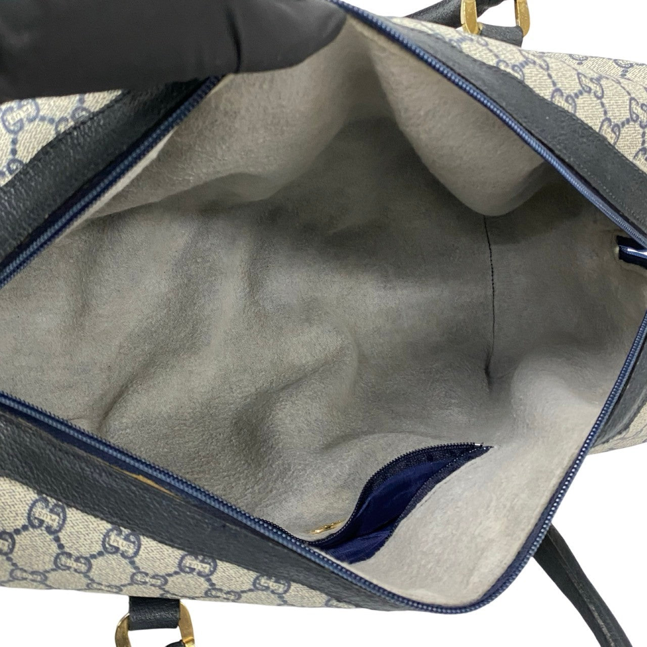GUCCI Boston Duffel bag Leather, PVC Navy Gucci Plus logo Metal Women Used