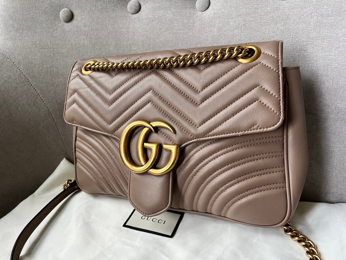 Gucci GG Dusty Pink Marmont Medium Shoulder Bag (RRP £2,340)