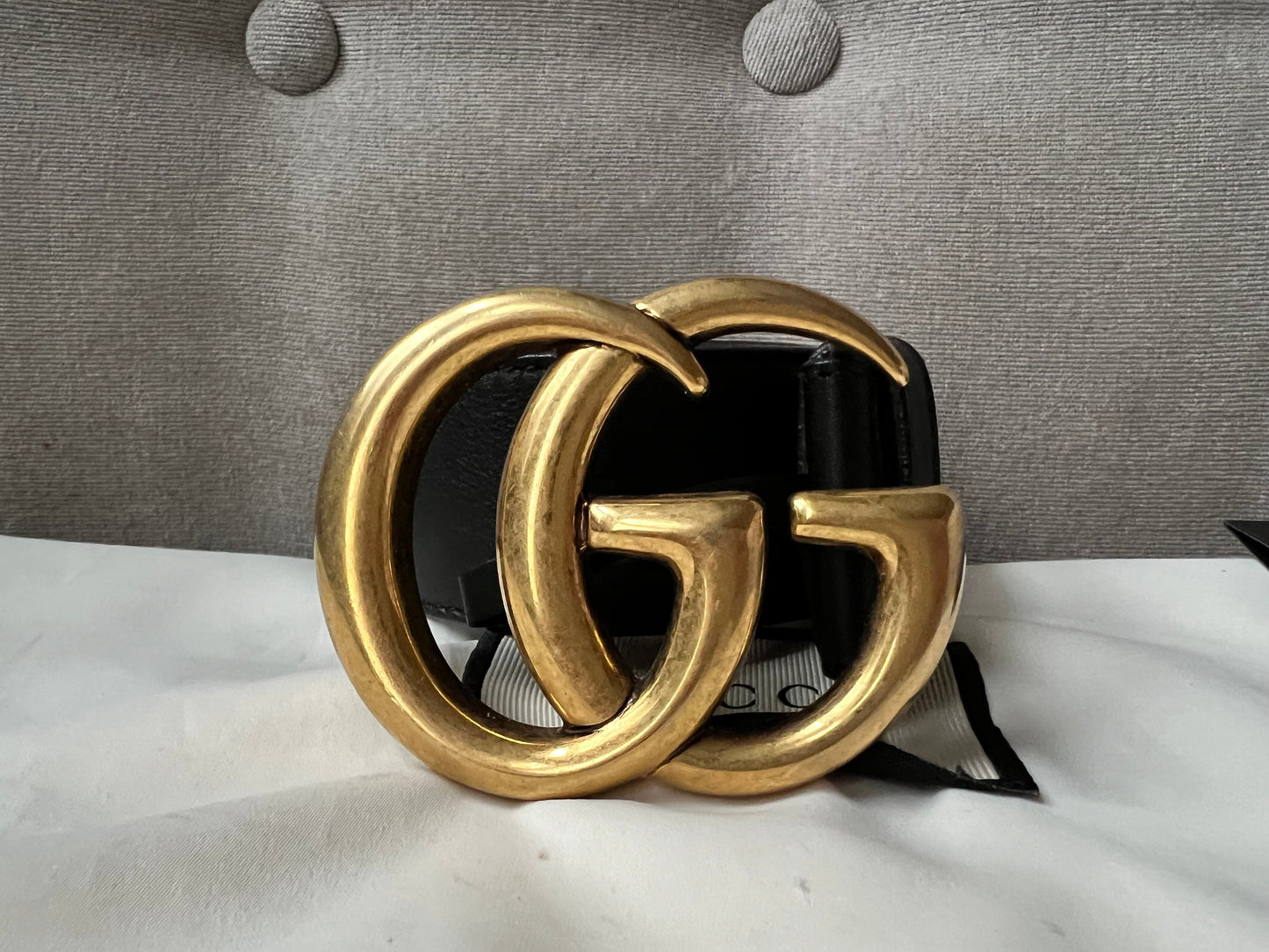 Gucci GG 2015 Re edition Marmont Black Wide Leather Belt with Gold Buckle (RRP £380)
