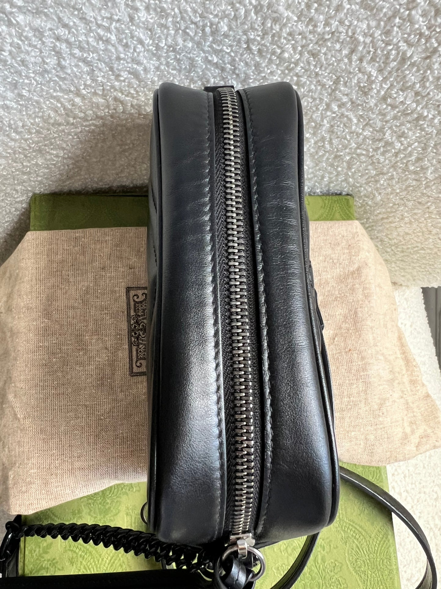 Gucci GG Black on Black Marmont Mini Shoulder Bag (RRP £1,160)