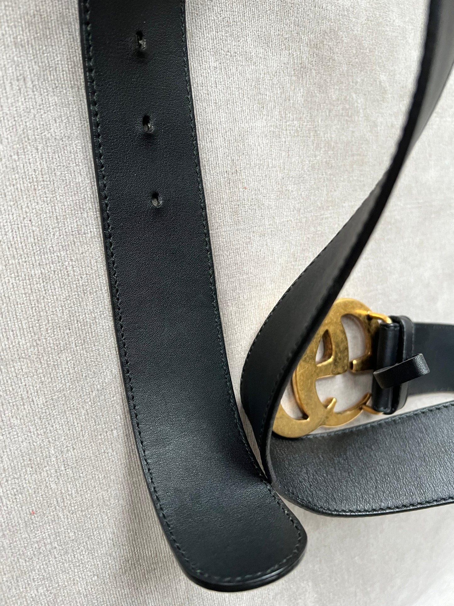 Gucci GG 2015 Re edition Marmont Black Wide Leather Belt with Gold Buckle (RRP £380)