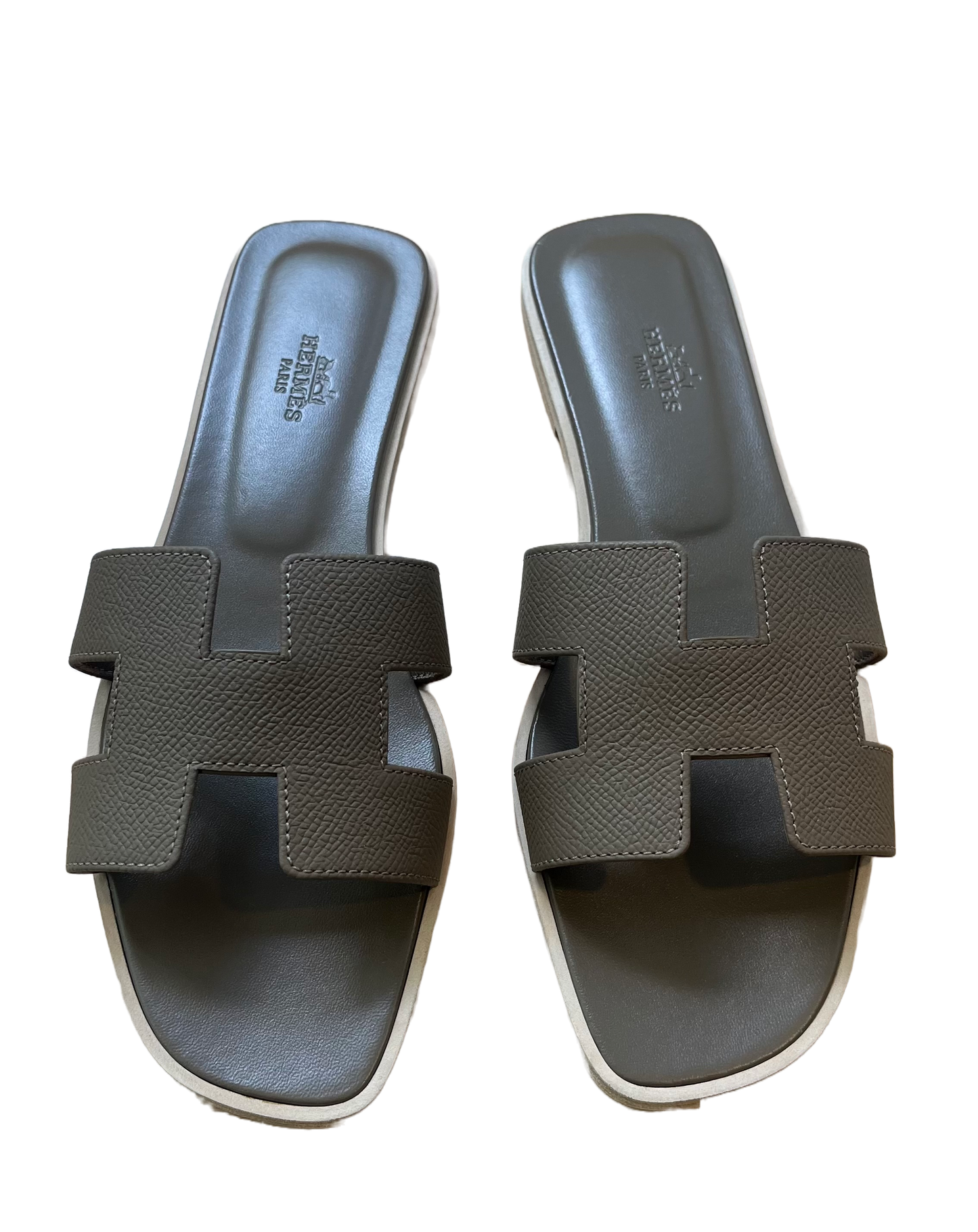 Hermes Oran Epsom Leather Sandals, Etoupe