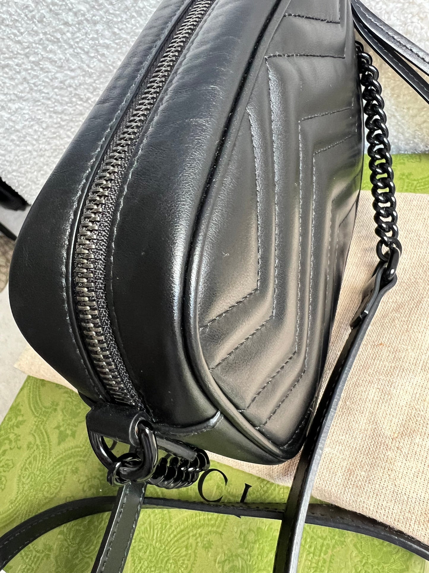 Gucci GG Black on Black Marmont Mini Shoulder Bag (RRP £1,160)