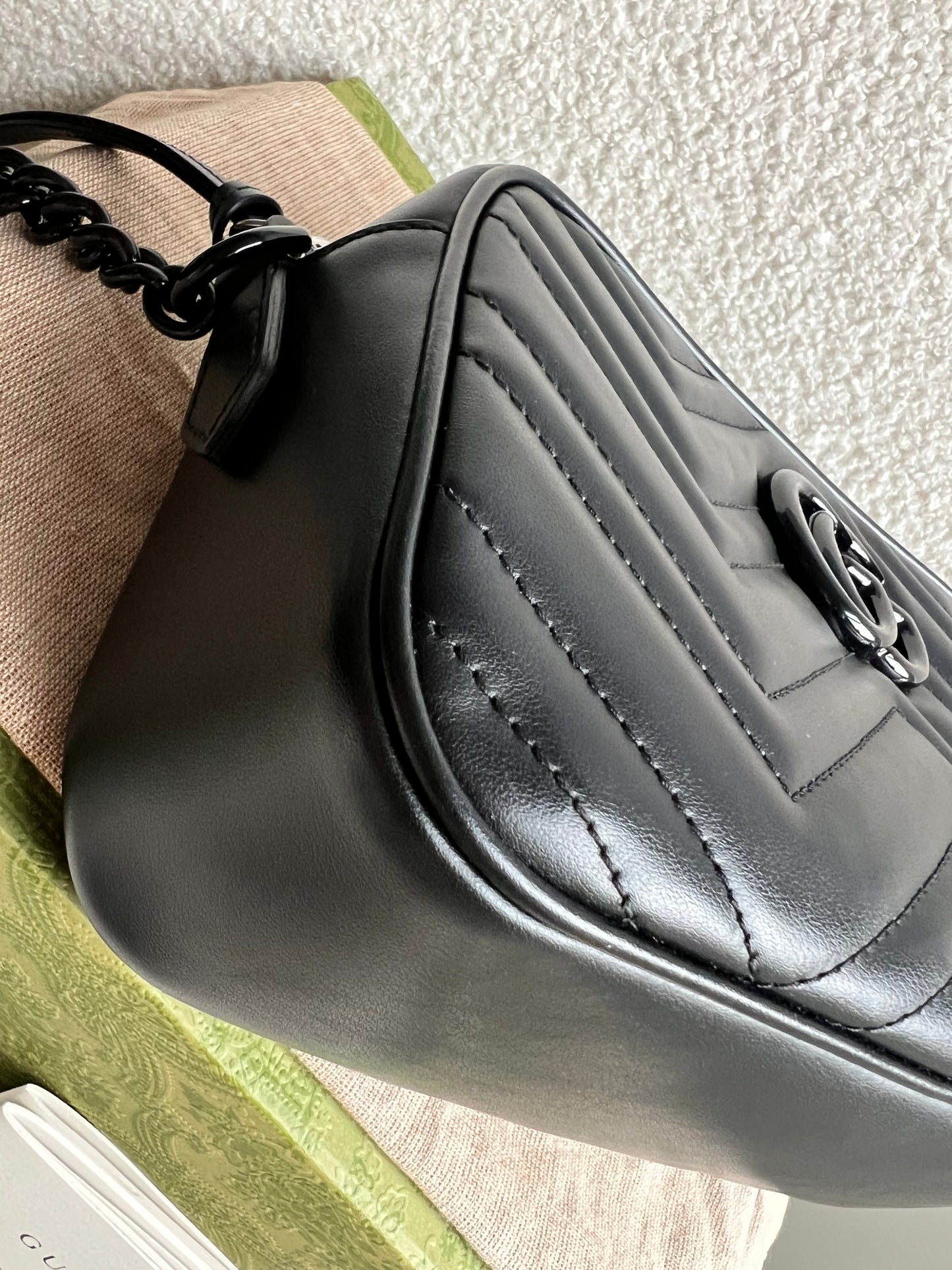 Gucci GG Black on Black Marmont Small Shoulder Bag (RRP £1340)