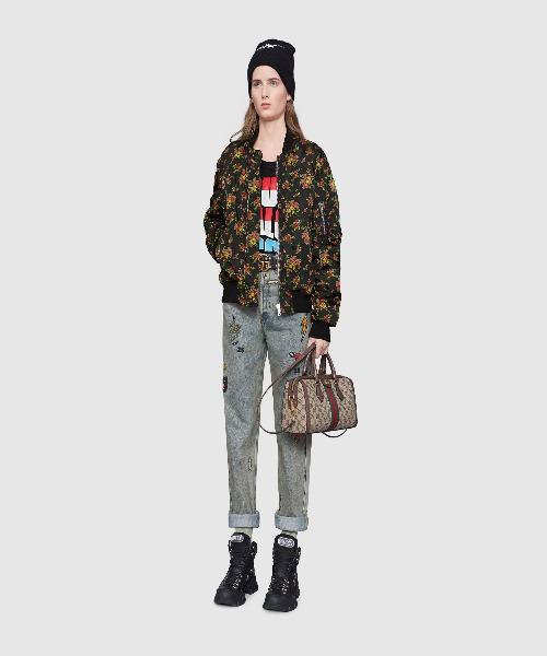 Gucci Ophidia Medium Top Handle Bag GG Supreme Canvas