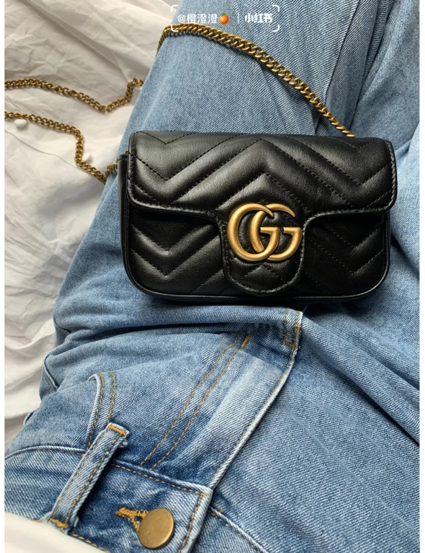Gucci Black GG Marmont Mini Shoulder Bag