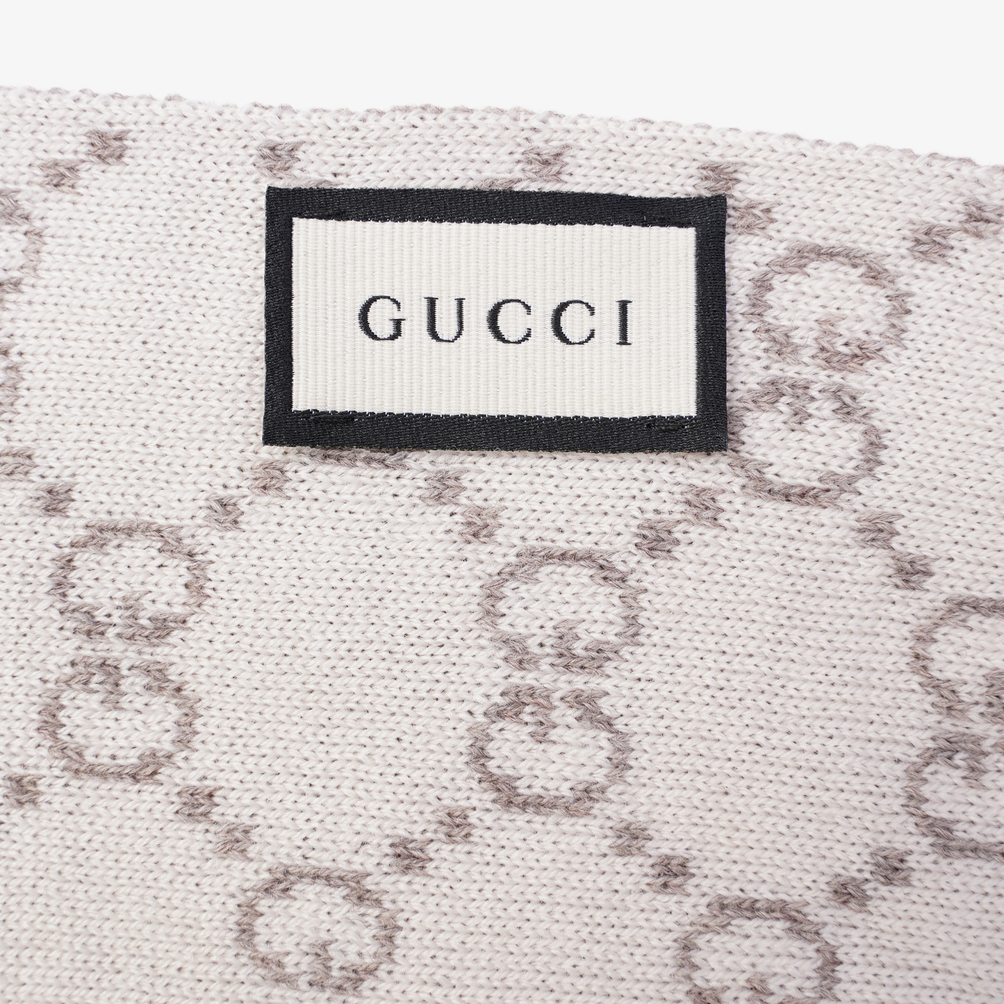 Gucci Womens GG Scarf Grey / White 23x180cm