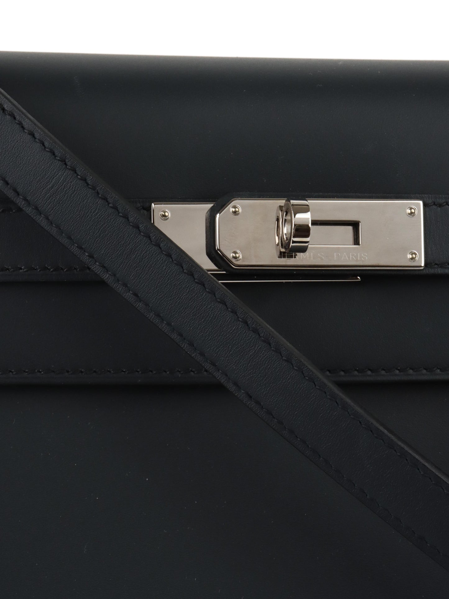 Hermes Kelly 35 Black Sombrero Leather PHW.