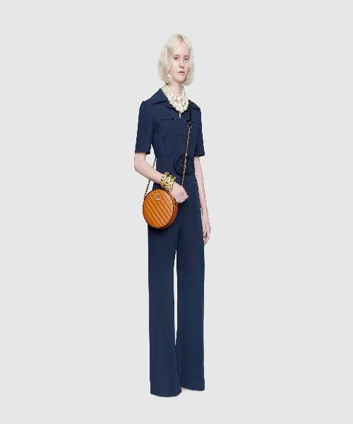 Gucci GG Marmont Mini Round Shoulder Bag Cognac