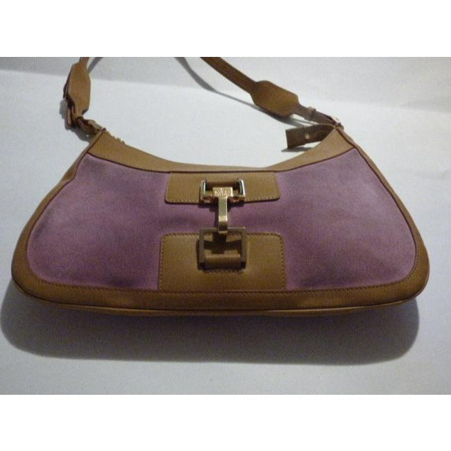 Gucci Vintage Pink Suede And Camel Leather Hobo Bag