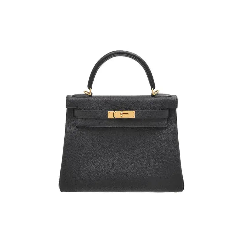 HERMES Kelly 25 black Togo leather Bag Handbag (25,28)