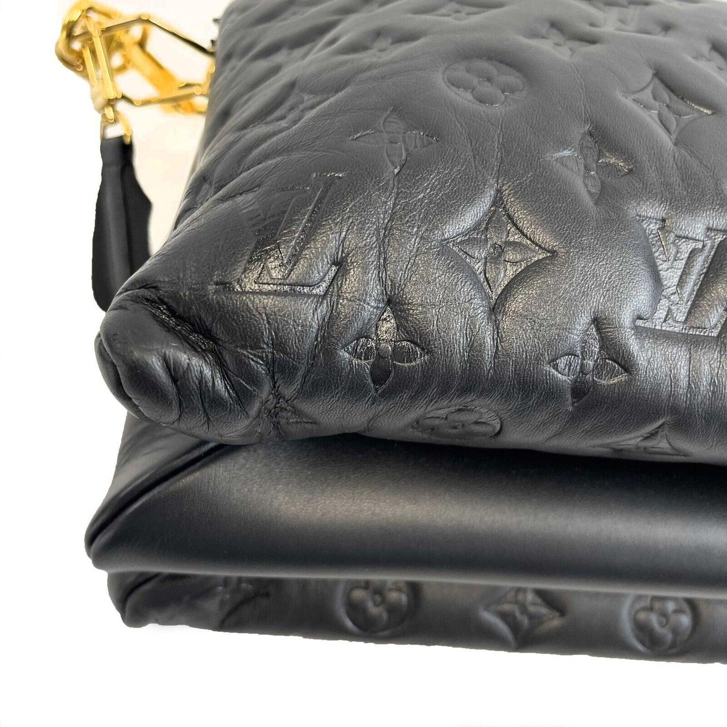 LOUIS VUITTON - Coussin MM - Black Leather Shoulder Bag w/ 2 Straps FULL KIT