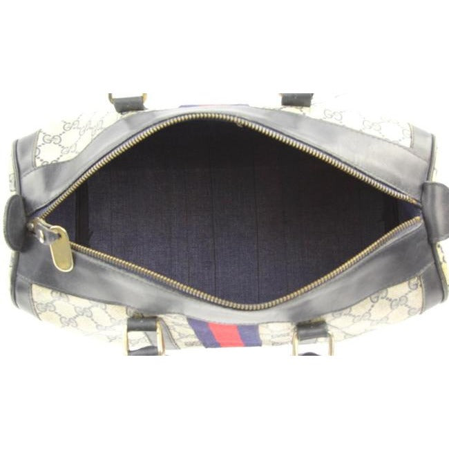 Gucci Boston Bag Xl Guccissima Print Coated Canvas Early Blue Leather And Gg Leather Satchel
