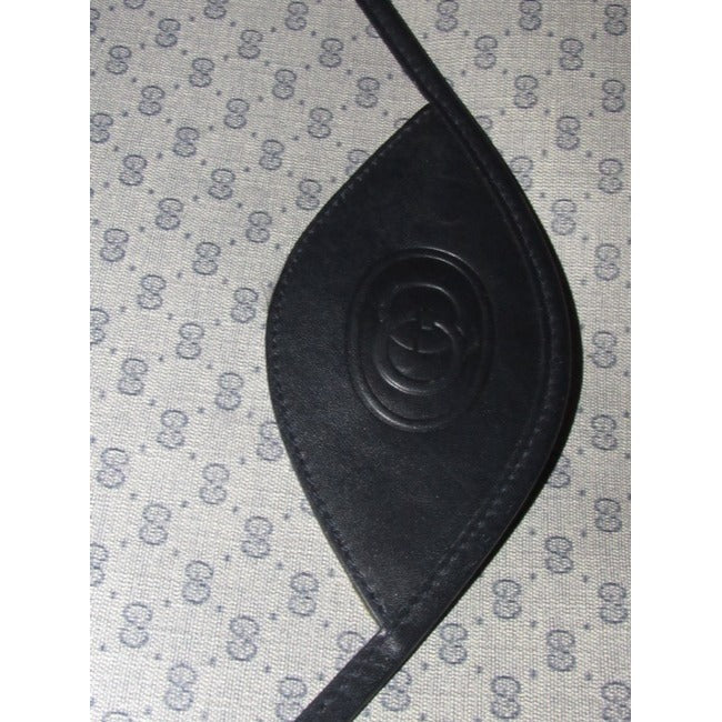 1970's -1980's Gucci Navy Blue Micro Guccissima Print Coated Canvas & Navy Leather Vintage XL Envelope Clutch