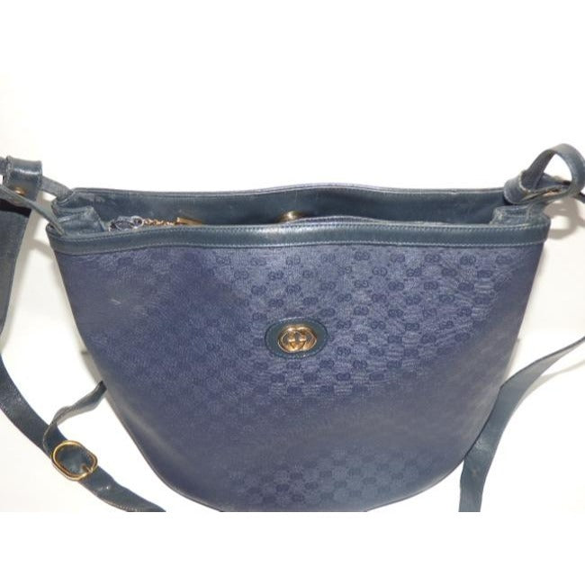 Gucci Vintage Pursesdesigner Purses Blue Small G Logo Coated Canvas And Leather Satchel