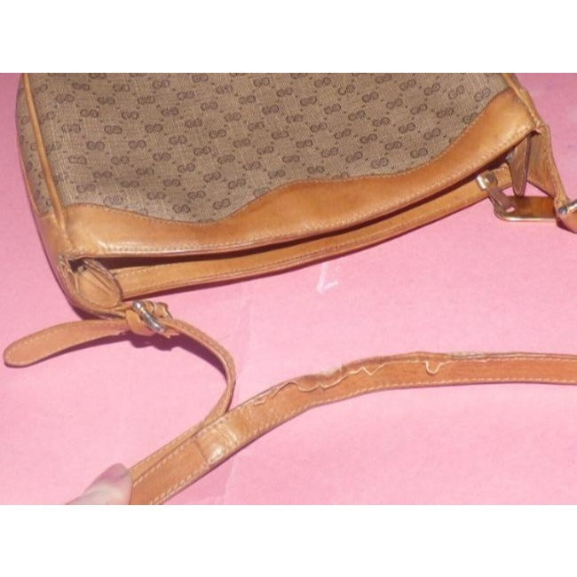 Gucci Vintage Purses Small G Logo Print Coated Canvas And Leather In Shades Of Brown