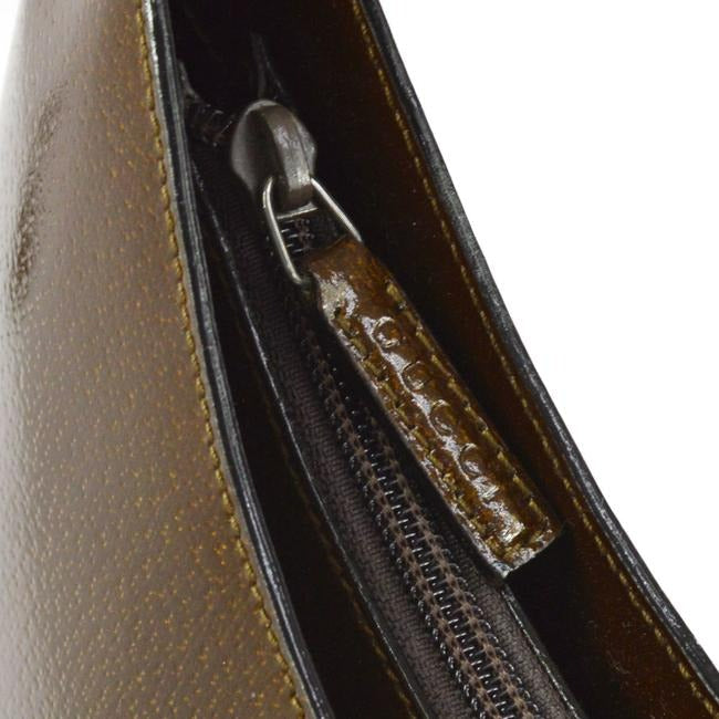 Gucci Vintage Brown Speckled And Glossy Leather With Bamboo Handle Hobo Bag