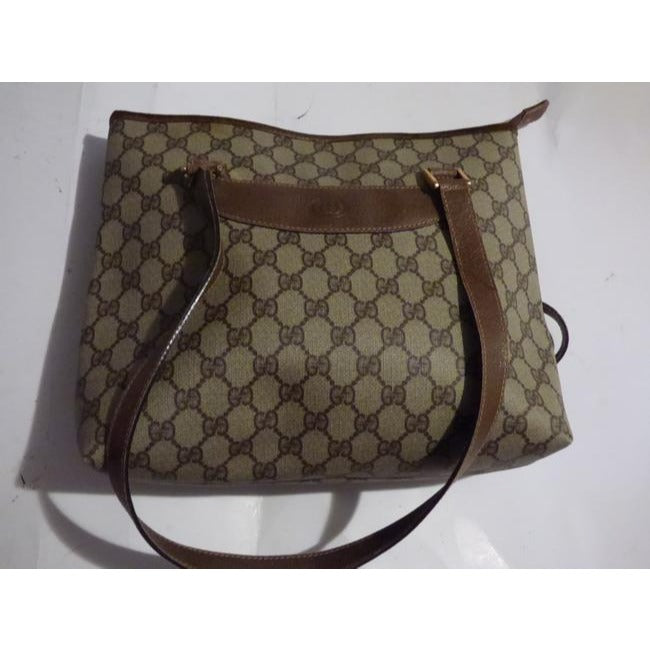 Gucci Gg Supreme Bag Canvasleather Brown Guccissima Print Coated Canvasleather Tote