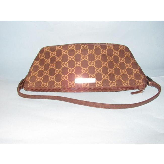 Gucci Vintage Camel Large G Logo Print On Brown Canvas And Brown Leather
