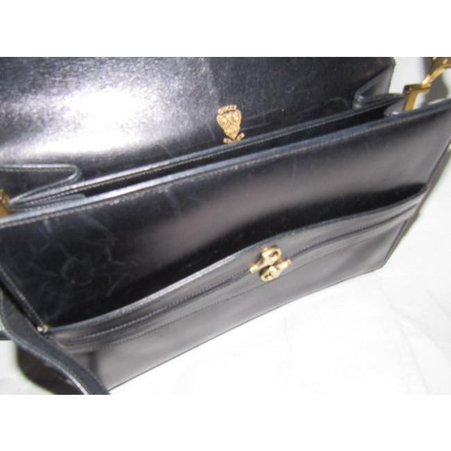 Gucci Horsebit Vintage Glossy Black Leather With Gold Equestrian Accents